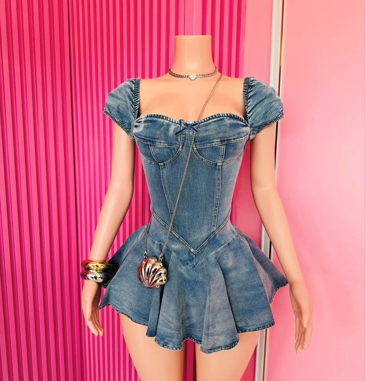 A doll in denin dress