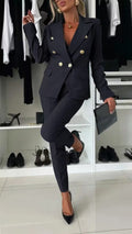 Lapel Button-Down Jacket & Slim-Fit Trousers Suit – 15 Colors XS–XXL