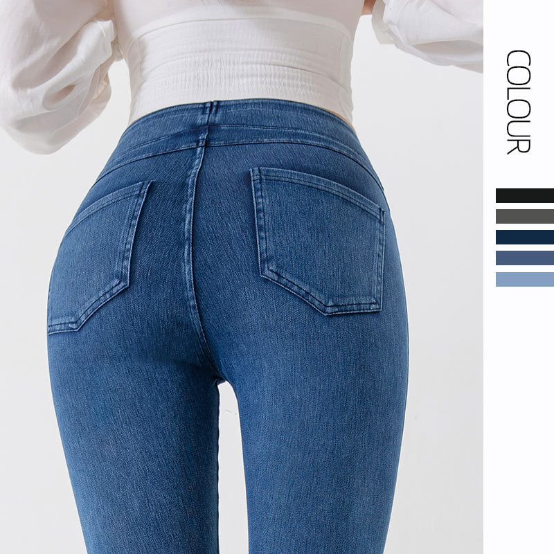 Denim-Look Capri Yoga Pants – Slim Fit High-Elastic Tummy Control Fitness Pants