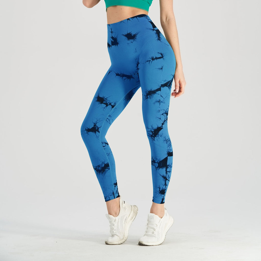 Women's Seamless Tie-Dye Yoga Pants – Knitted High-Waist Leggings