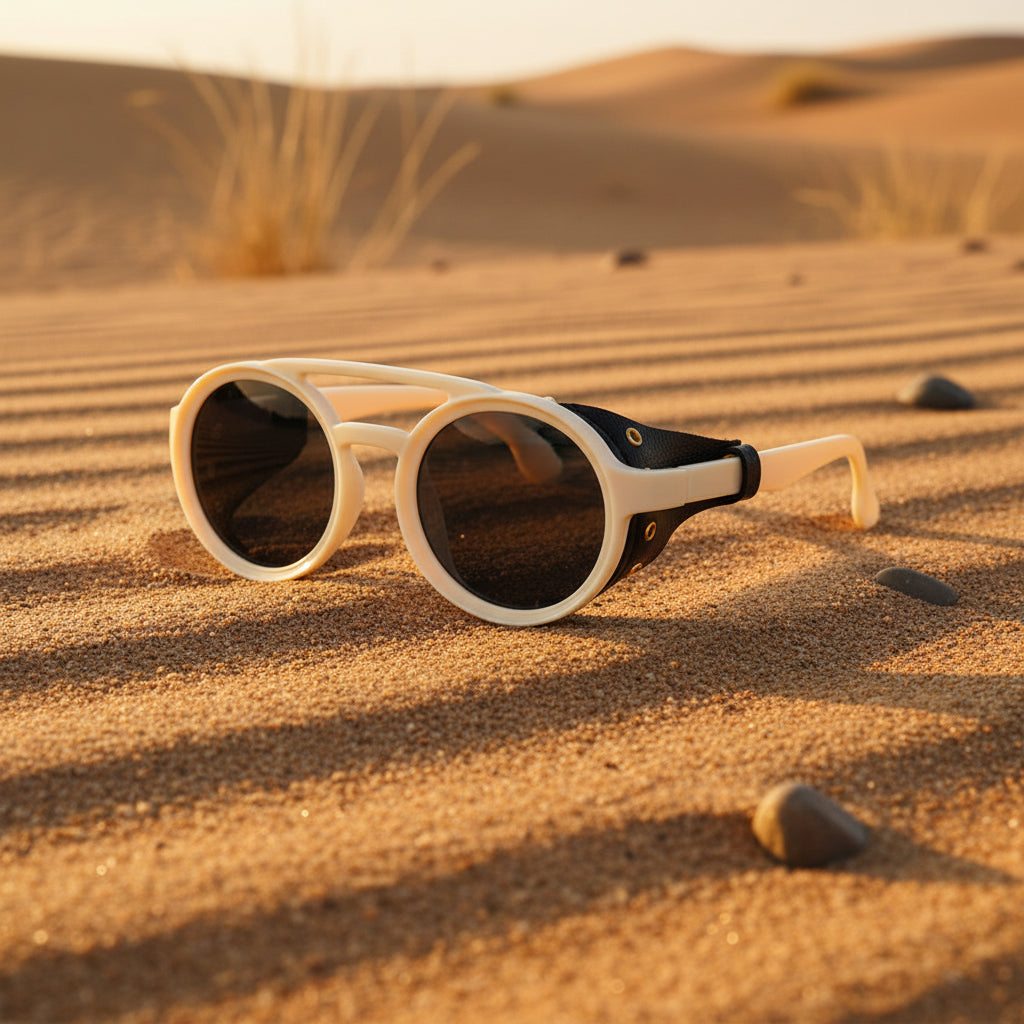Retro Round Leather Frame Sunglasses – Vintage Fashion Eyewear