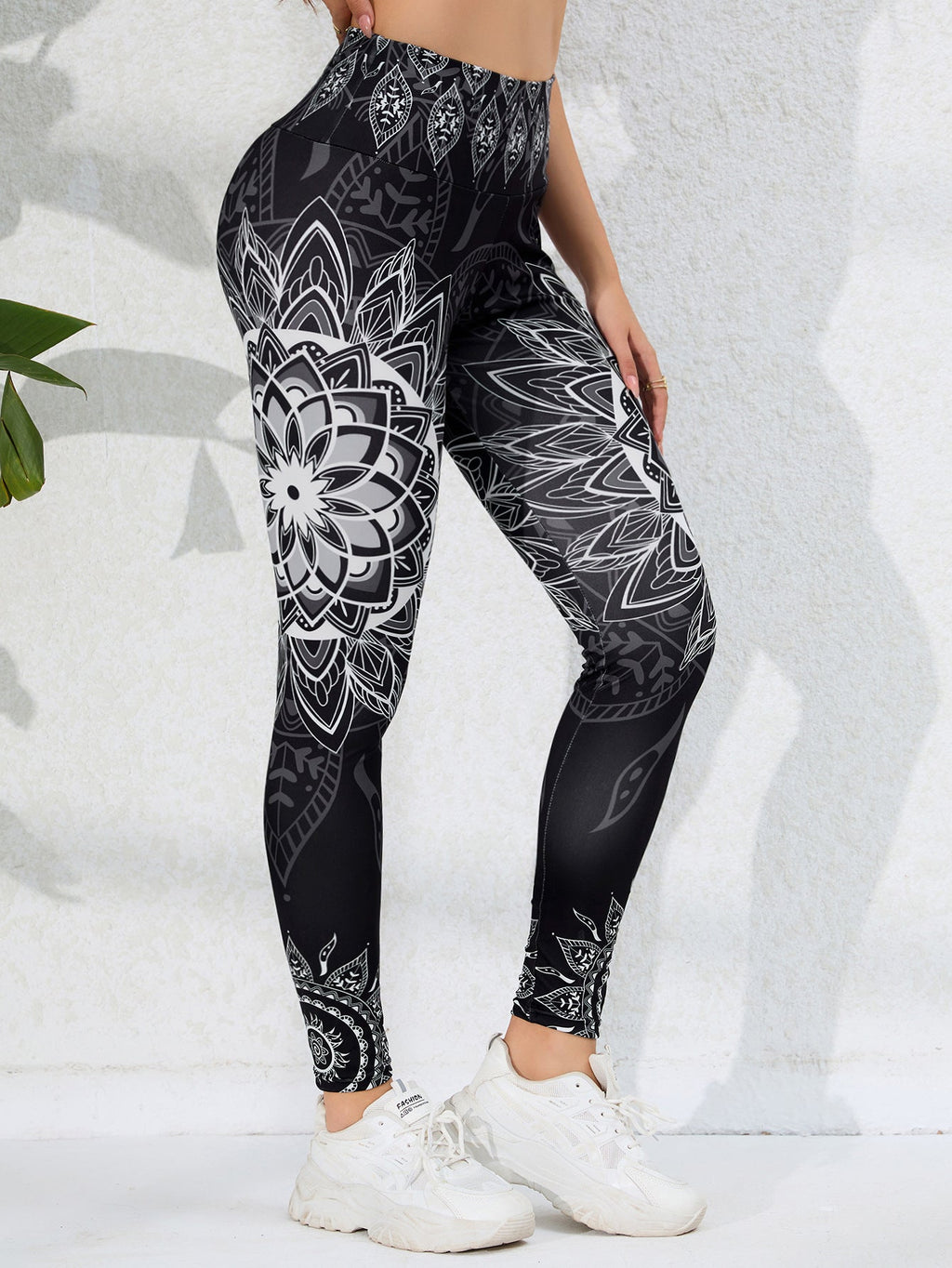 Watercolor Print High-Waist Tummy Control Butt-Lifting Yoga Leggings