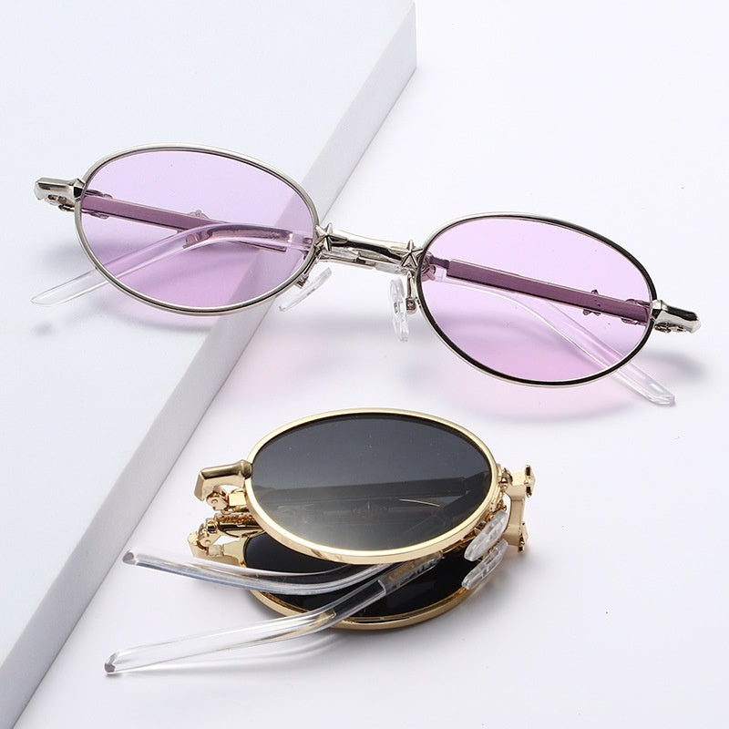 Foldable Small Frame Light-Tinted Sunglasses – Women’s Luxury Style
