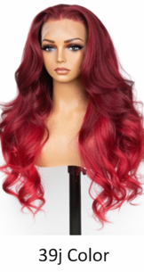 Red Rose Black Wear and Go 24' Highlights Body Wave Human Black Lace Front Human Hair Wigs