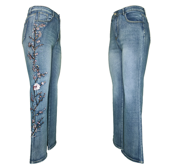 Women's High-Waist Vintage Stretchy Slim-Fit Flared Denim Pants