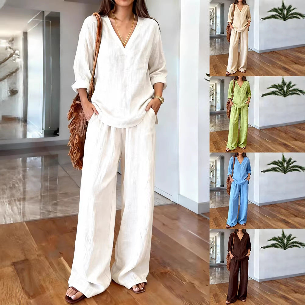 Long Sleeve Top & Full-Length Pants Two-Piece Set – 9 Colors S–3XL