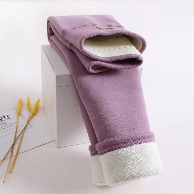 Girls Wool-Lined Thickened Winter Leggings