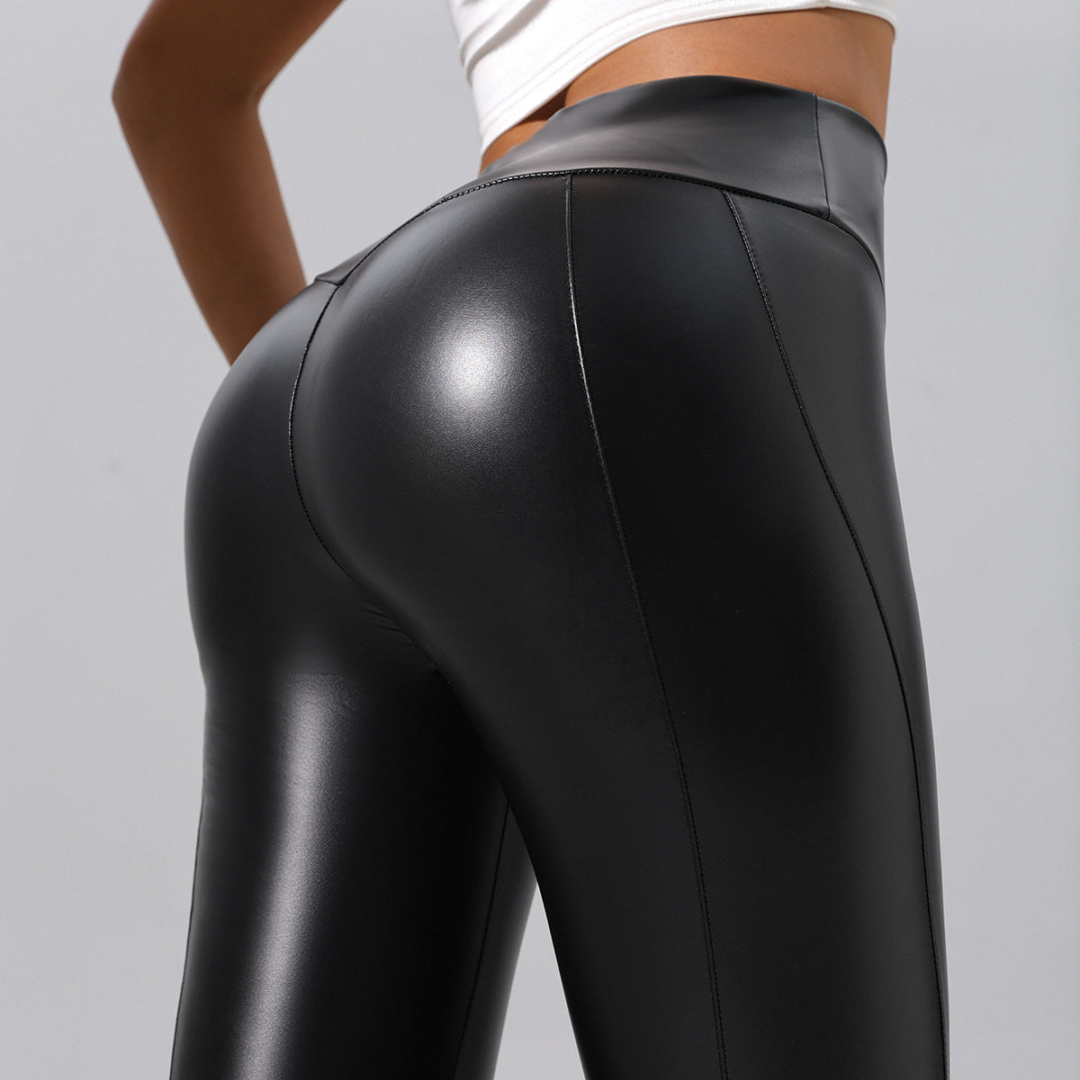 Women’s Patchwork Leather Pants for Running, Fitness and Yoga