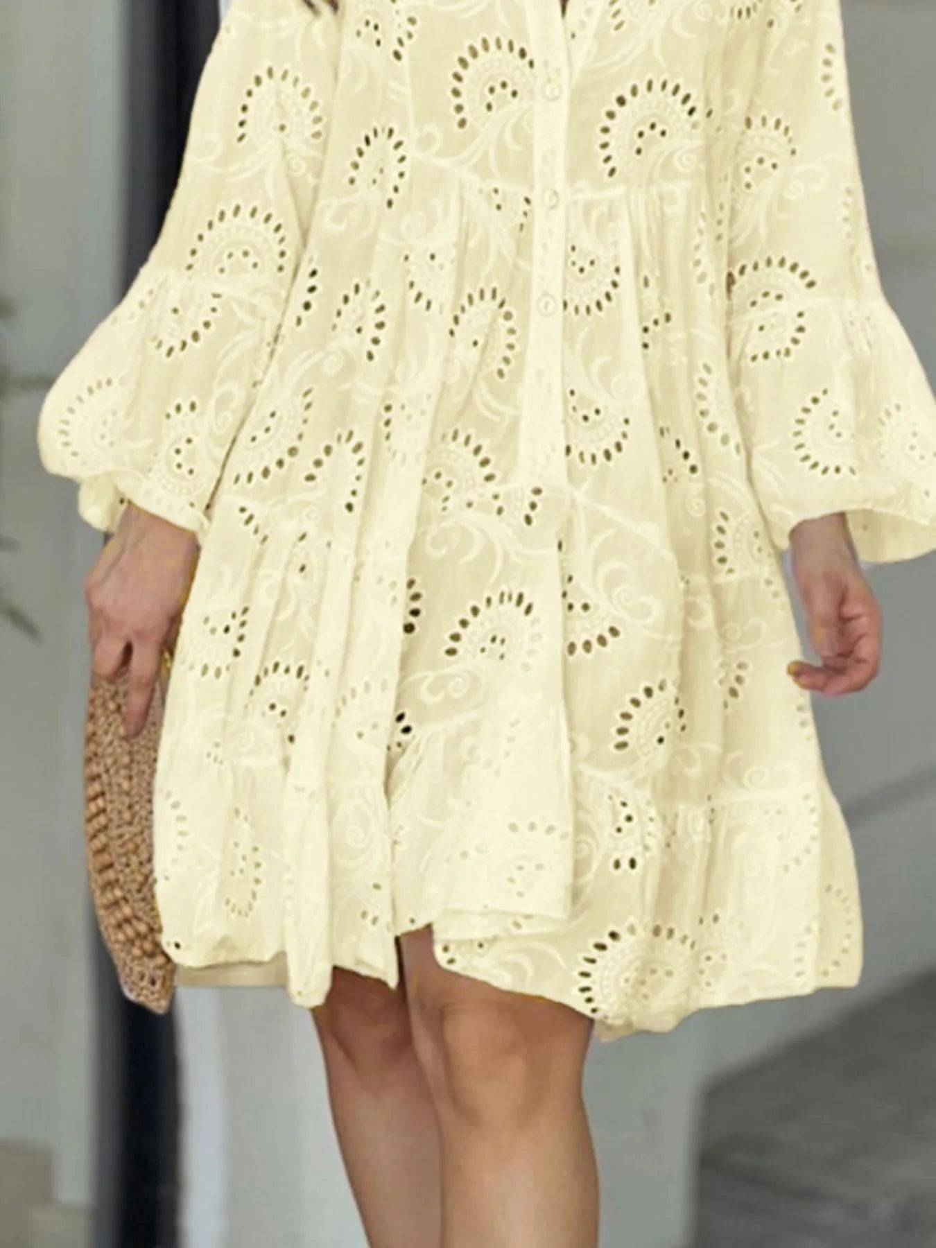 Full Size Eyelet Ruffled Hem Tiered Dress Plus Size