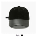 Women's Retro Suede Patchwork Baseball Cap – Leather Brim Dome Crown