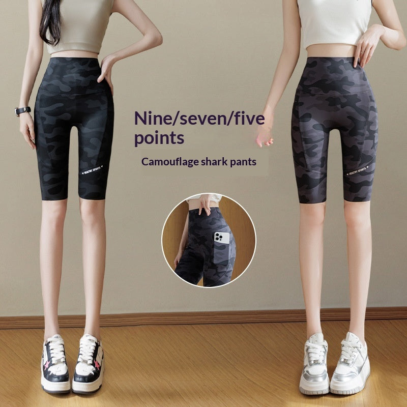 Camouflage Shark Slim-Fit Yoga Pants for Women – Multi-Length Camo Leggings