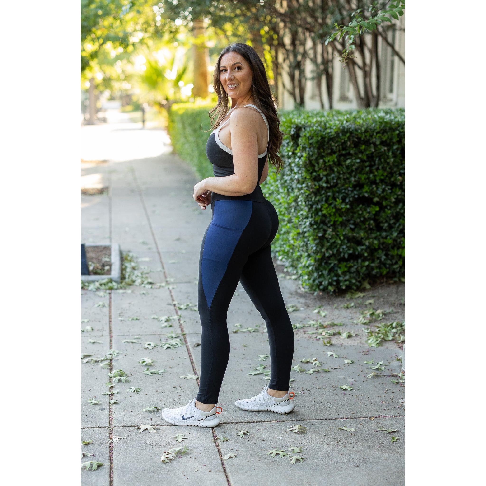 Billie- Blue Panel Full Length Leggings