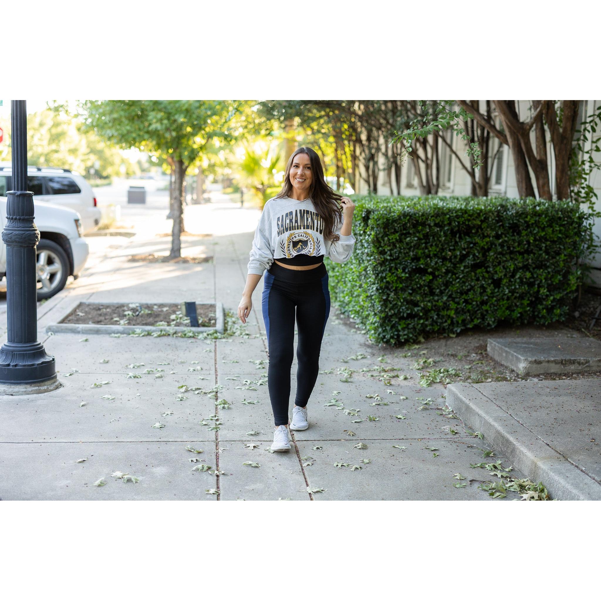 Billie- Blue Panel Full Length Leggings