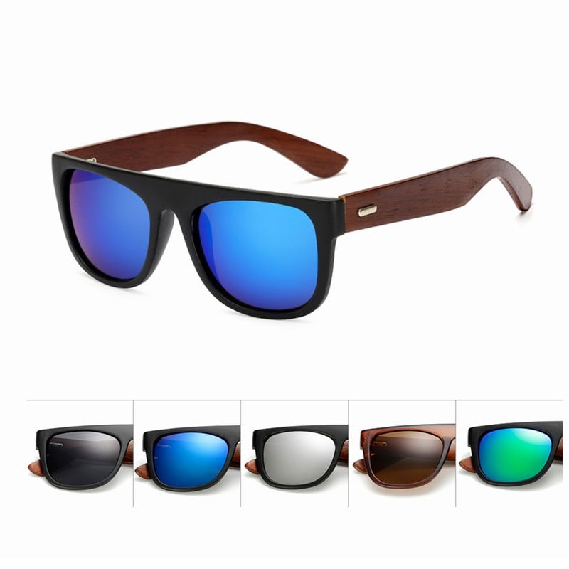 Bamboo Wooden Arms Sunglasses Men Women Black Sunglass