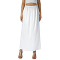 Women's Solid Color Skirts Elastic Waist Satin Underskirt Lace Trim Skirt for Under Dresses Black/White