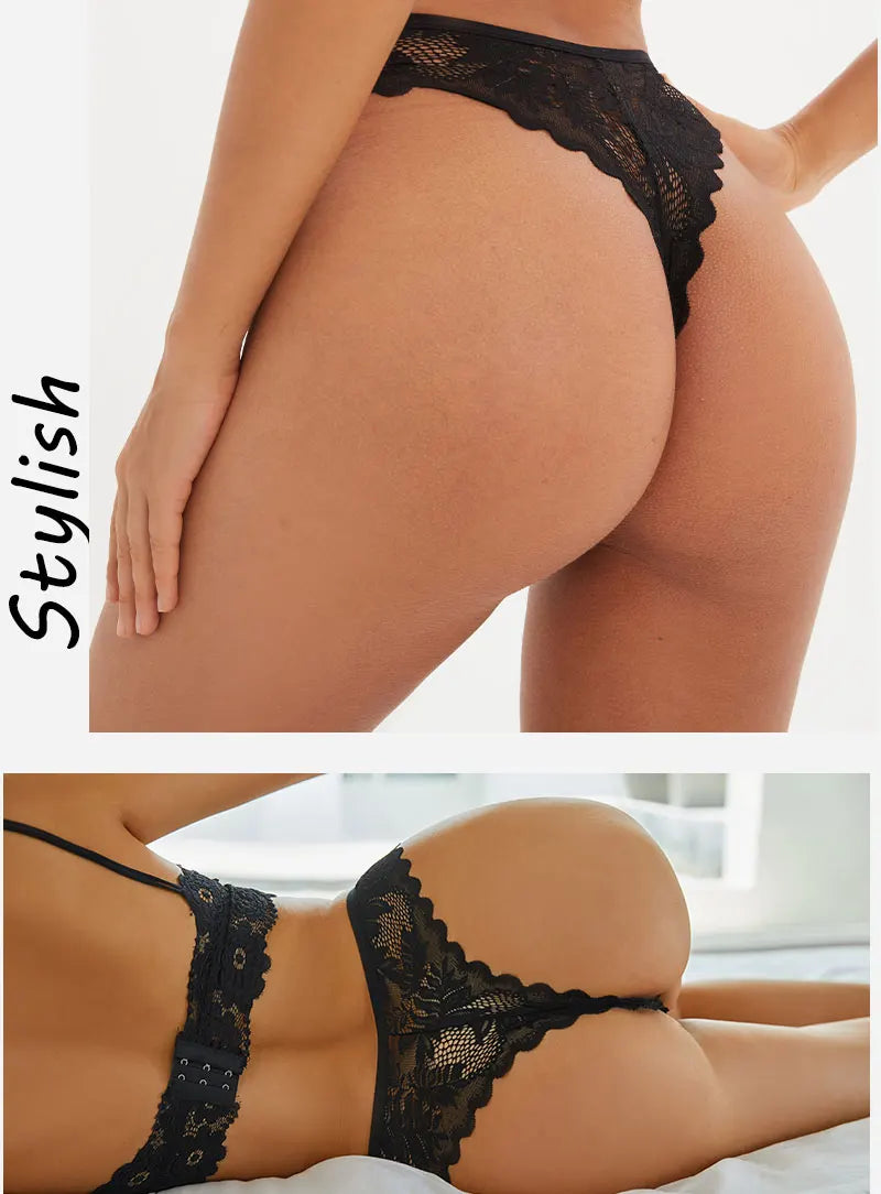 Women Sexy Lace Thongs Ladies Solid Color G-String Panties Floral Perspective Underwear Female Soft Breathable Intimate Lingerie