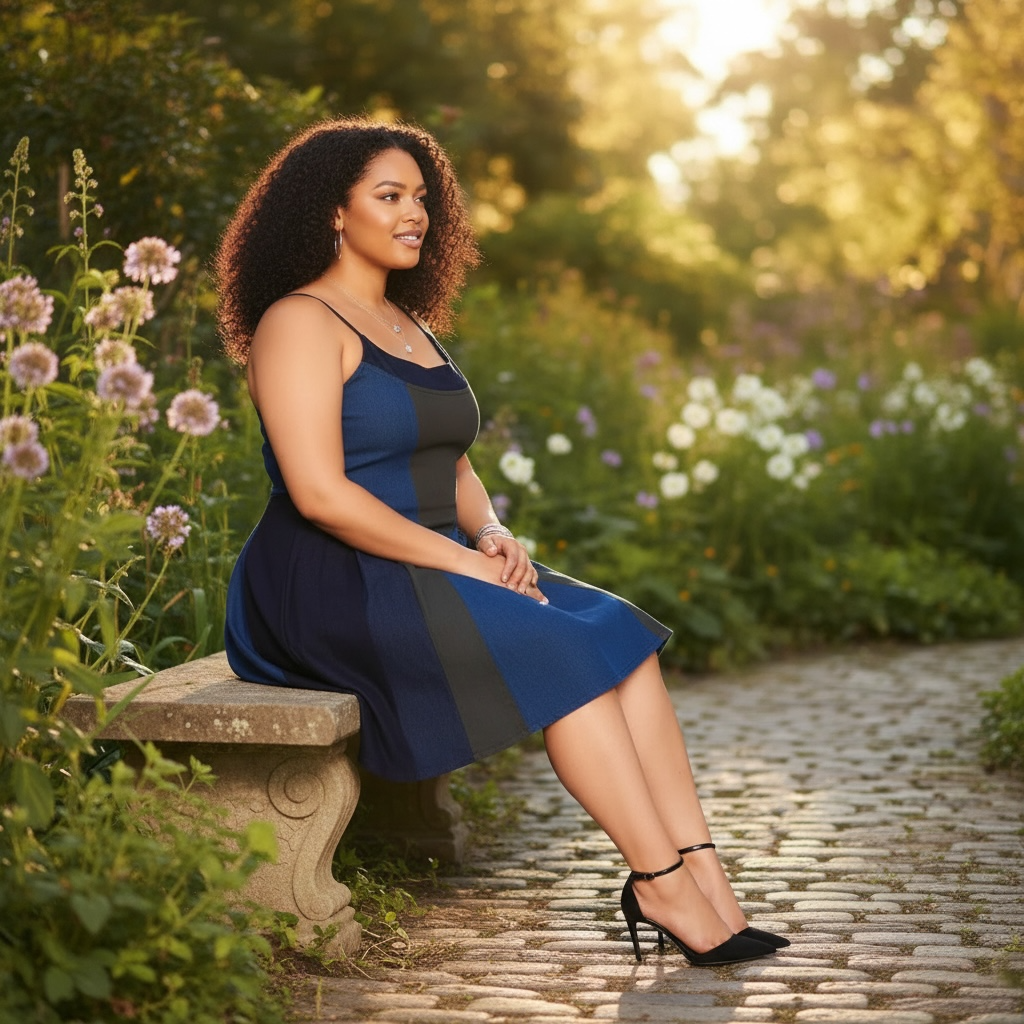 Plus Size Denim Skater Dress