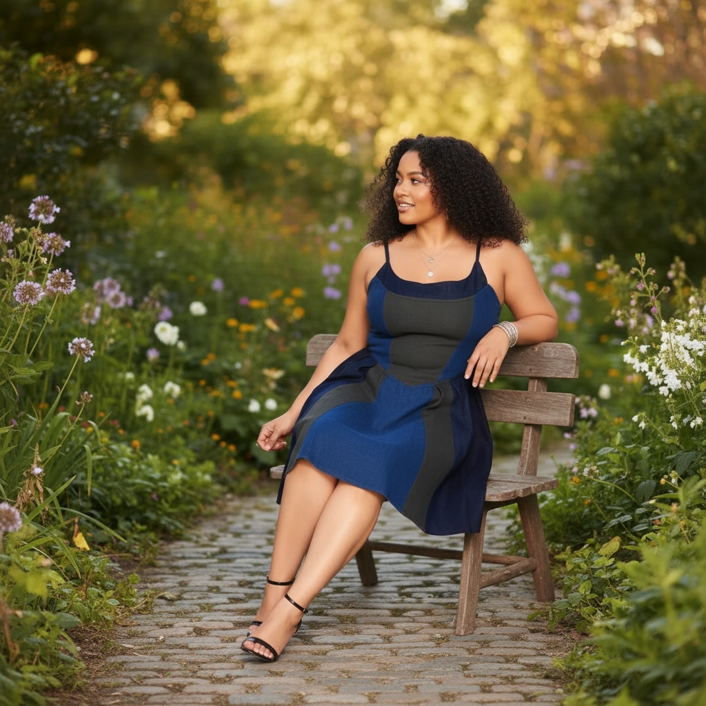 Plus Size Denim Skater Dress