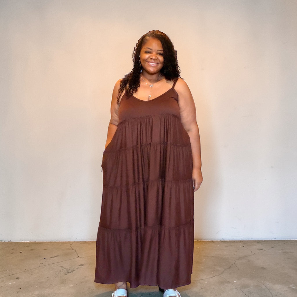 Spaghetti Strap Fit & Flare Plus Size Maxi Dress