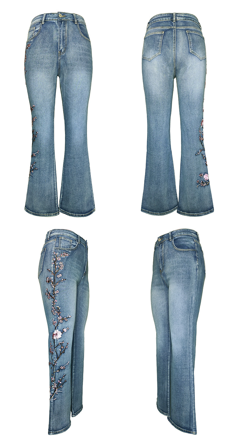 Women's High-Waist Vintage Stretchy Slim-Fit Flared Denim Pants