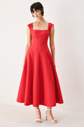 SCARLET ROMANCE WOVEN MIDI DRESS