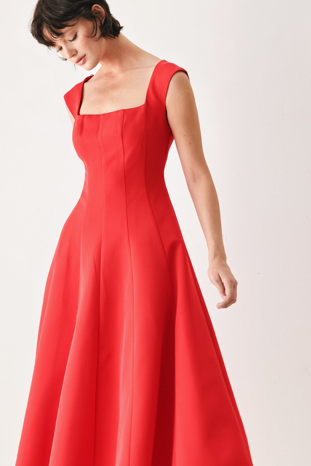 SCARLET ROMANCE WOVEN MIDI DRESS