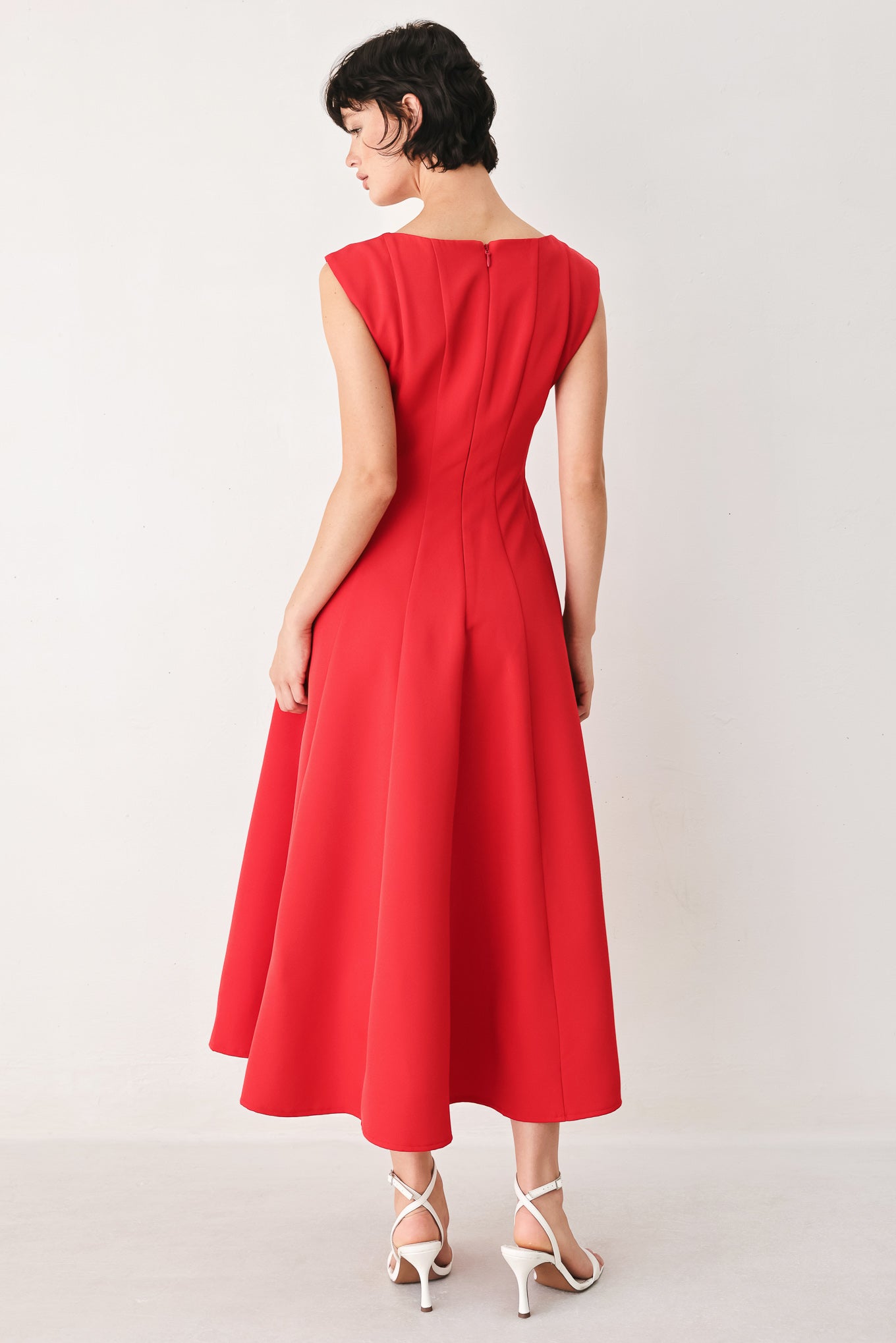 SCARLET ROMANCE WOVEN MIDI DRESS