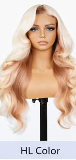 Red Rose Black Wear and Go 24' Highlights Body Wave Human Black Lace Front Human Hair Wigs