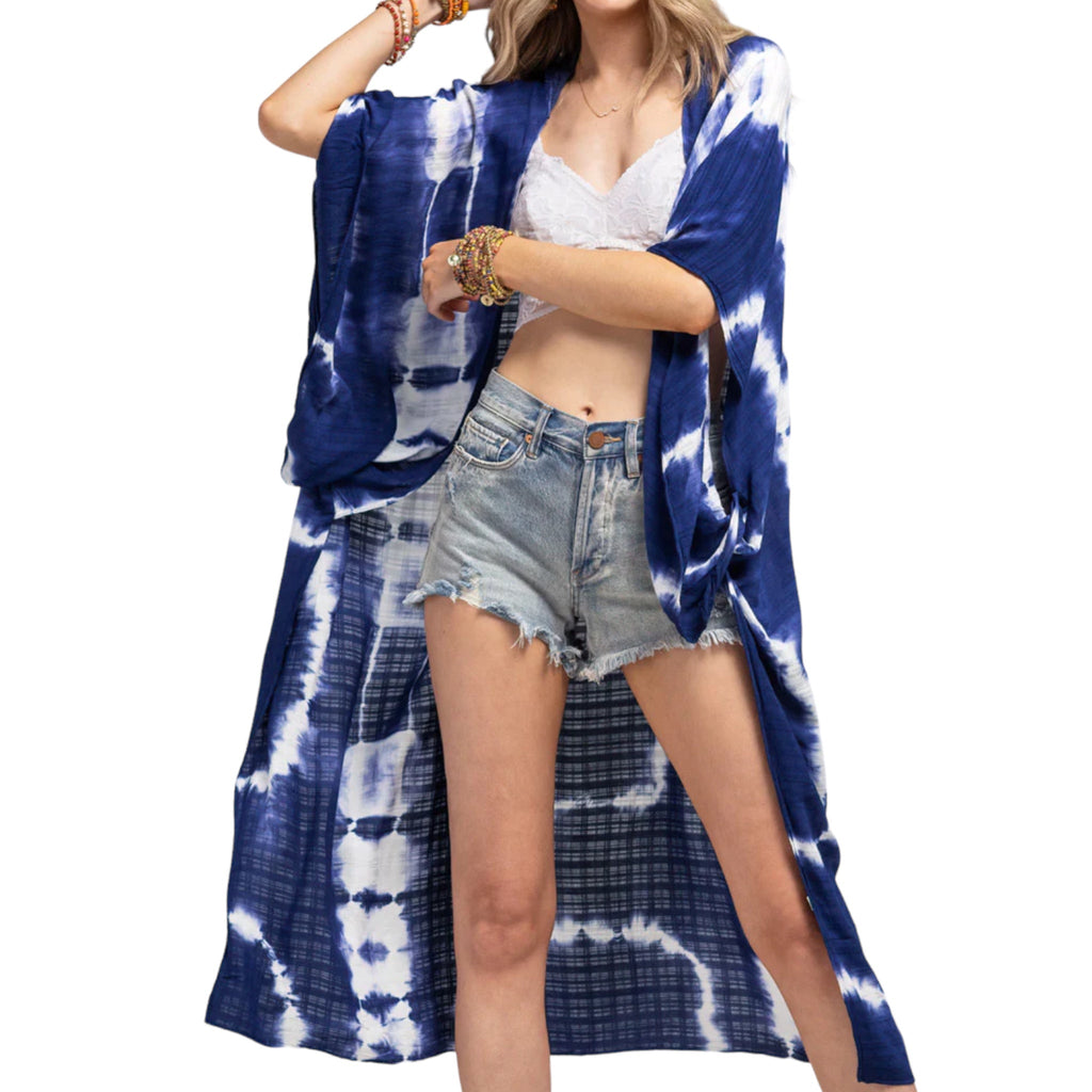 Women's Tie Dye with Crochet Accent Kimono