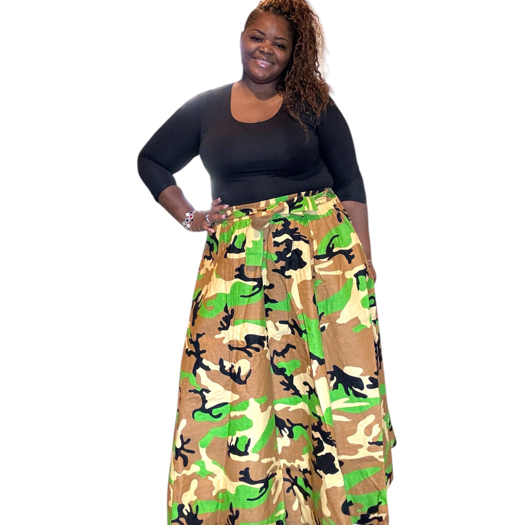 Womens Long Camo Maxi Skirt