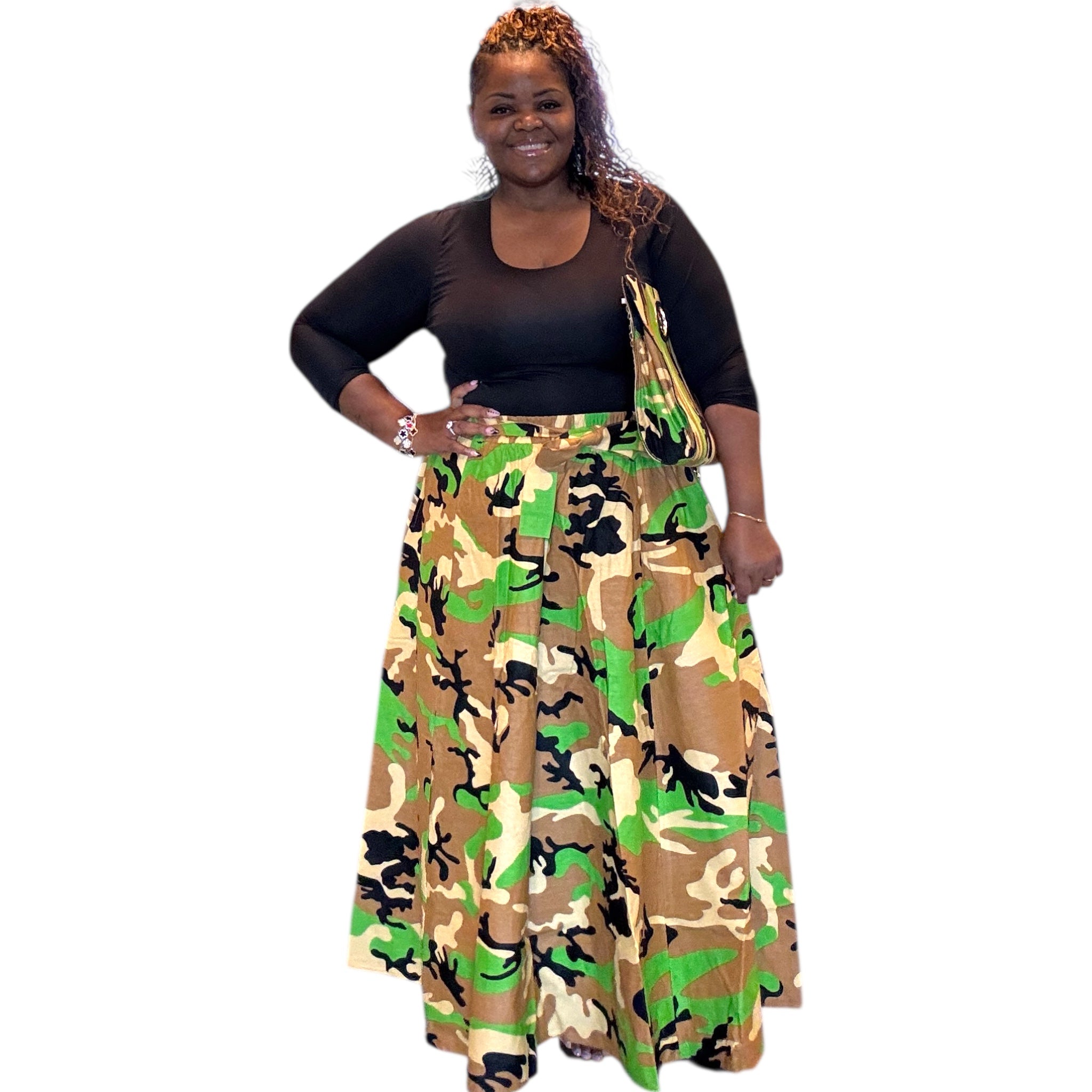 Womens Long Camo Maxi Skirt