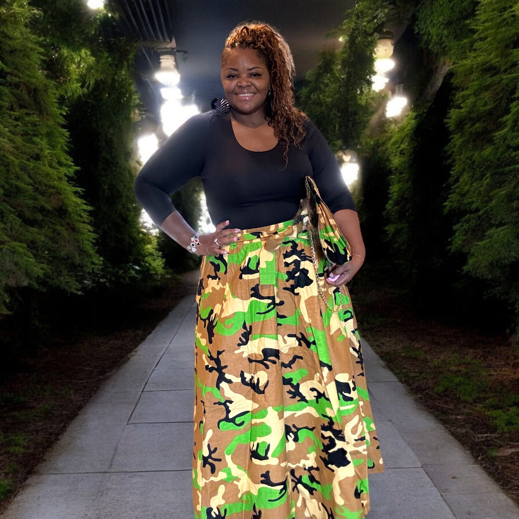 Womens Long Camo Maxi Skirt