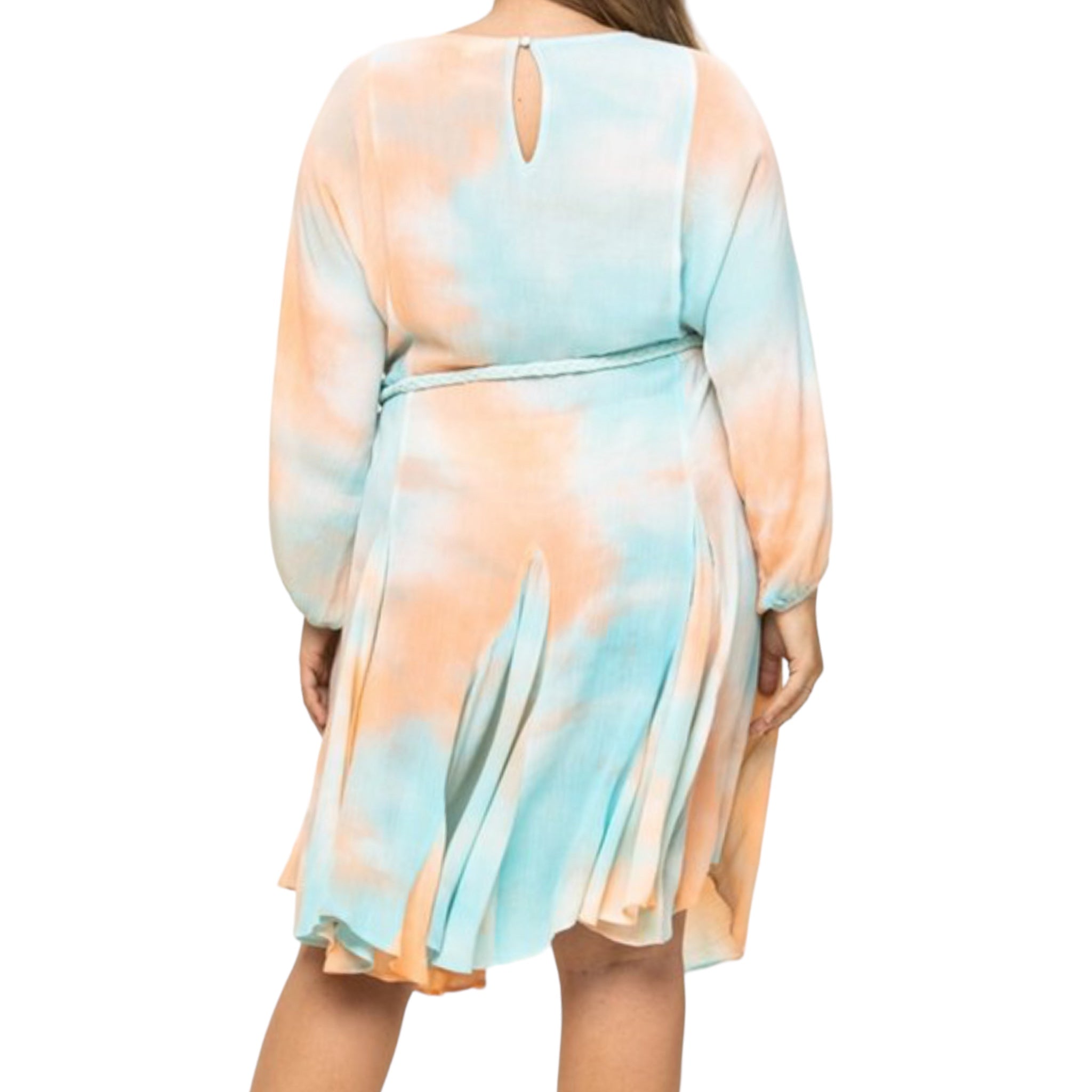 Womens Plus Size Chic Tie Dye Woven Mini Dress