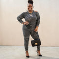 Classy Plus Size Cold Shoulder Jogger Set