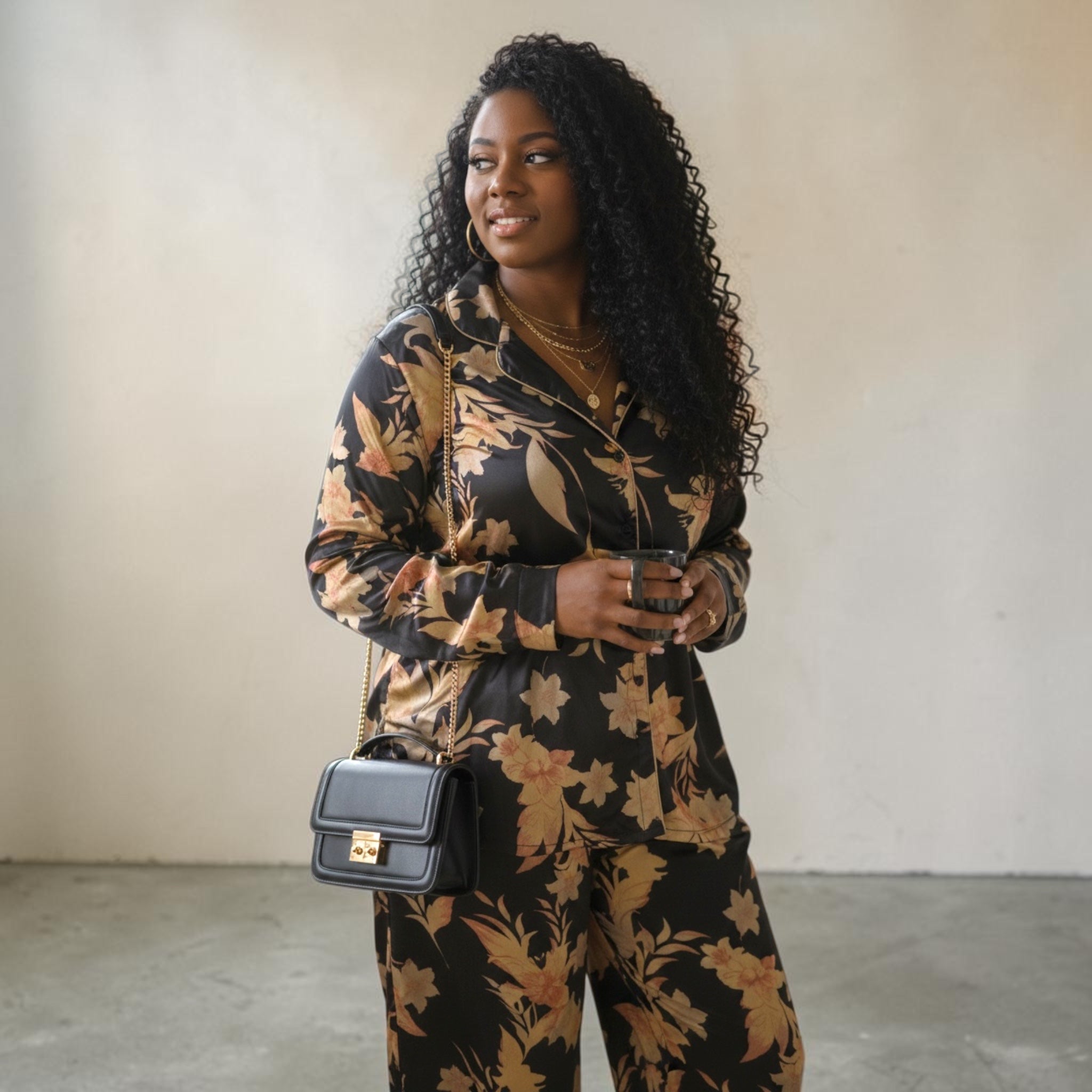 Women’s 2 Piece Silky Velvet Black Set