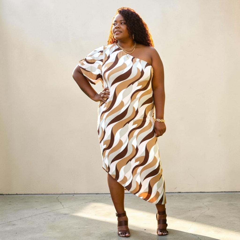 Women’s Plus Size One Shoulder Asymmetrical Dress
