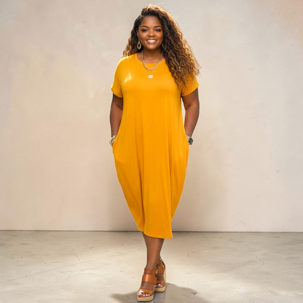 Plus Size Cocoon Maxi Dress with Dolman Sleeves