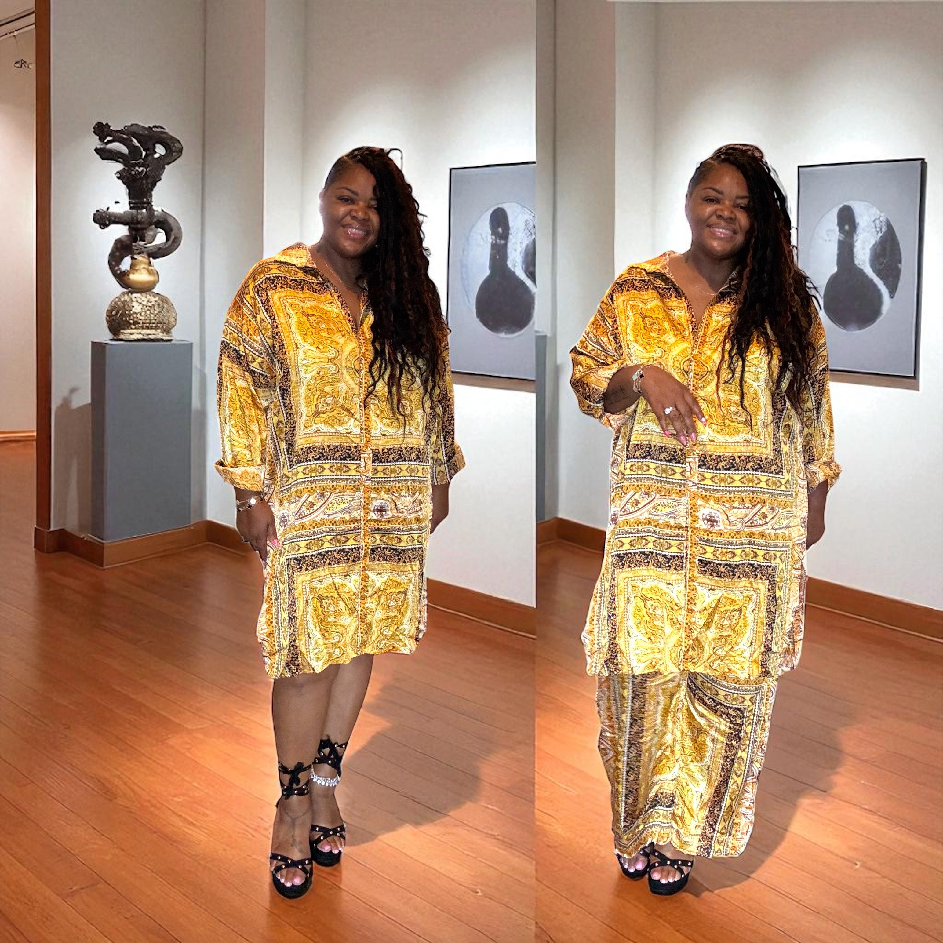 Plus Size Satin Luxe Multi Wear Gold Set