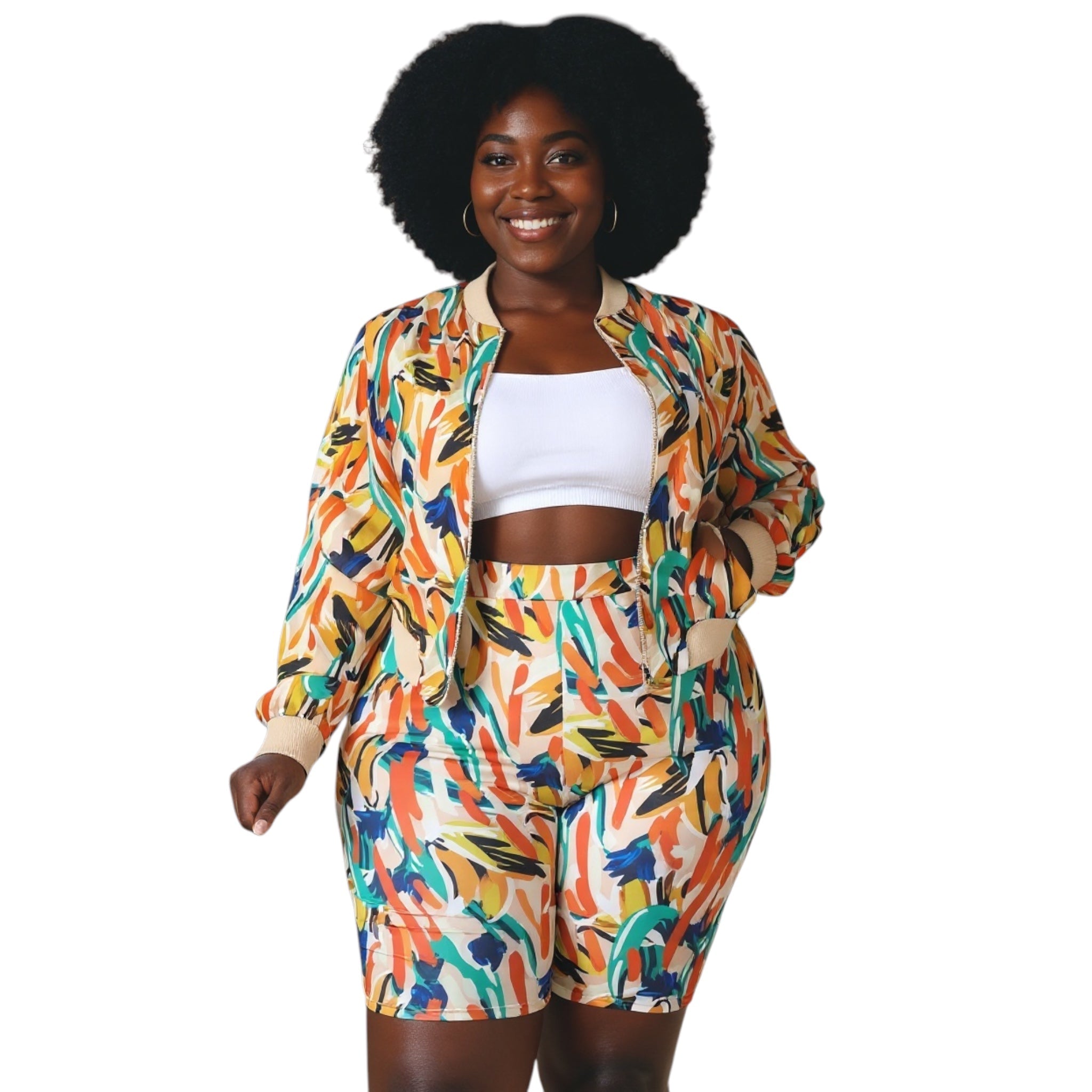 Plus Size 2 Piece Biker Short Set