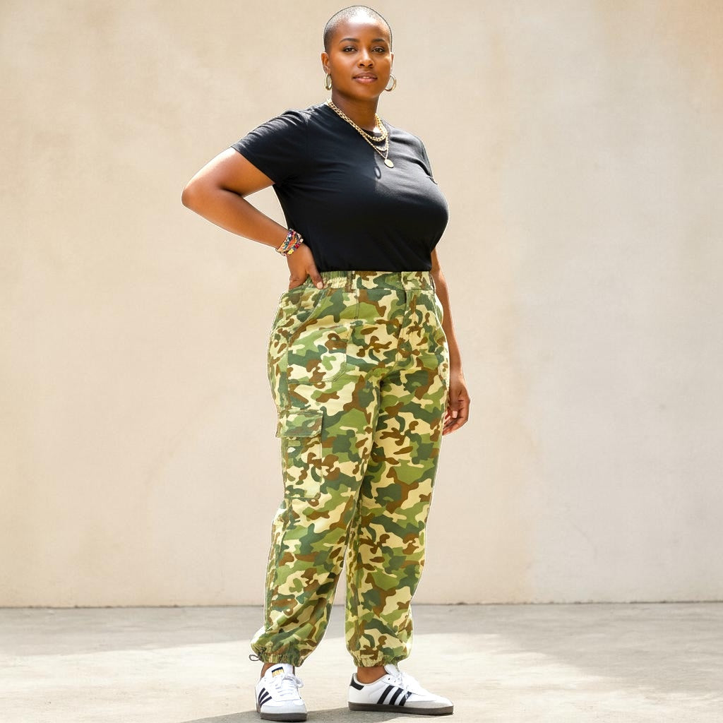 Women's Plus Size Camouflage Green Pants