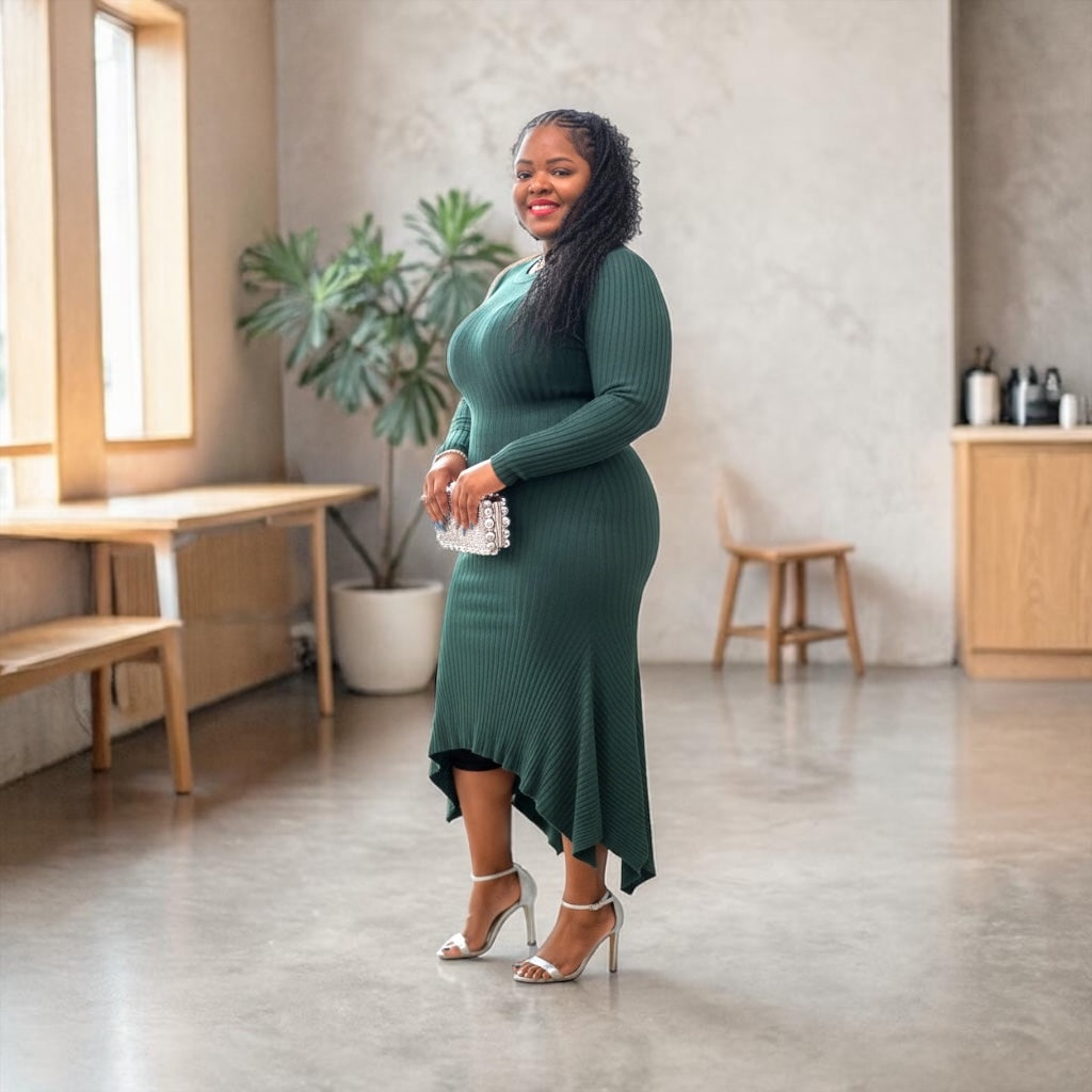 Womens Plus Size Sweater Maxi Dress