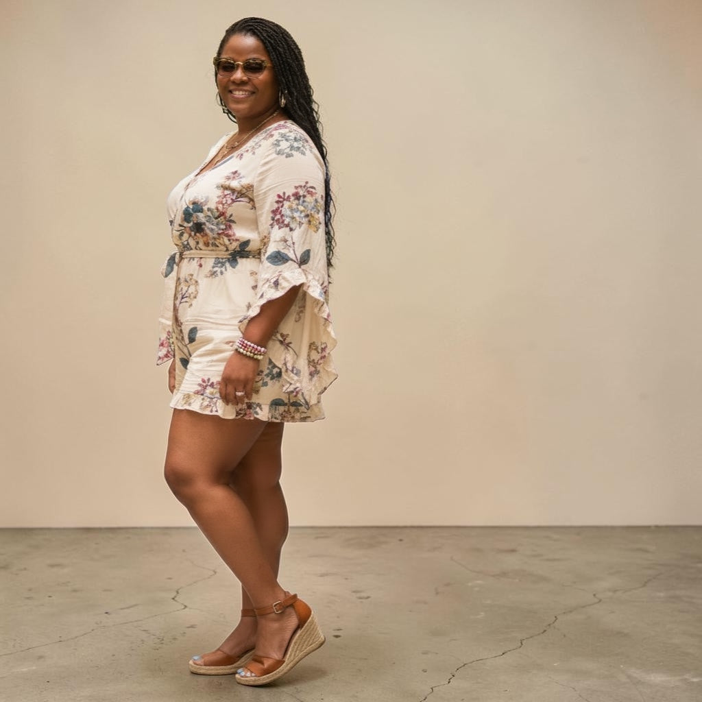Playful Floral Plus Size Romper