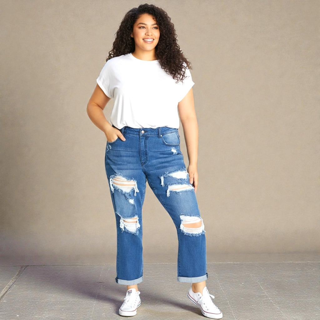 Plus Size Super High-Rise Boyfriend Jeans