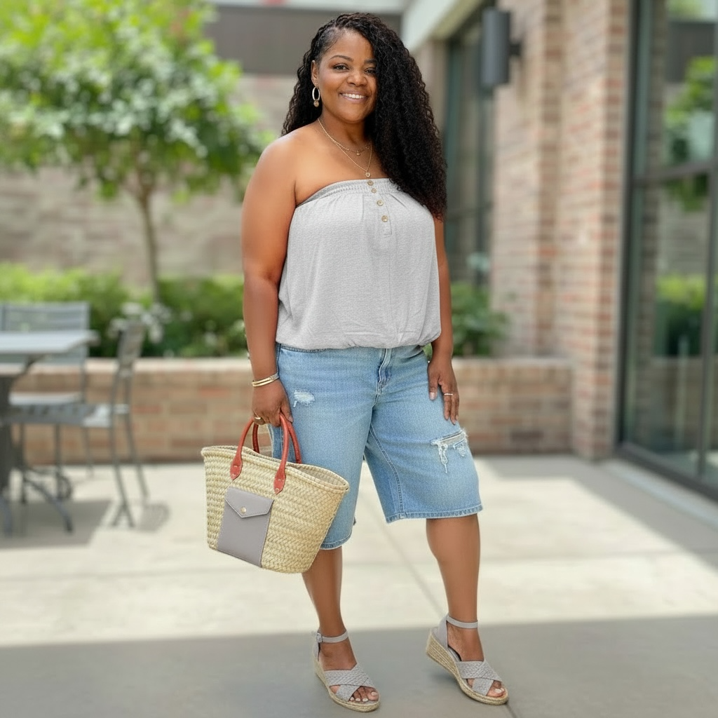 Plus Size Basic Pleated Tube Top