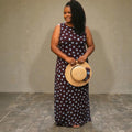 Women’s Brown Polka Dot Sheer Maxi Dress