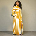 Women's Plus Size Striped Maxi Dress/Duster