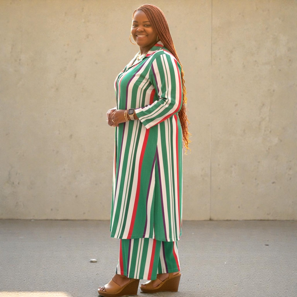 Plus Size Women's Maxi Cardigan Wide Leg Maxi Set