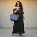 Black Pleated Off The Shoulder Maxi Dress