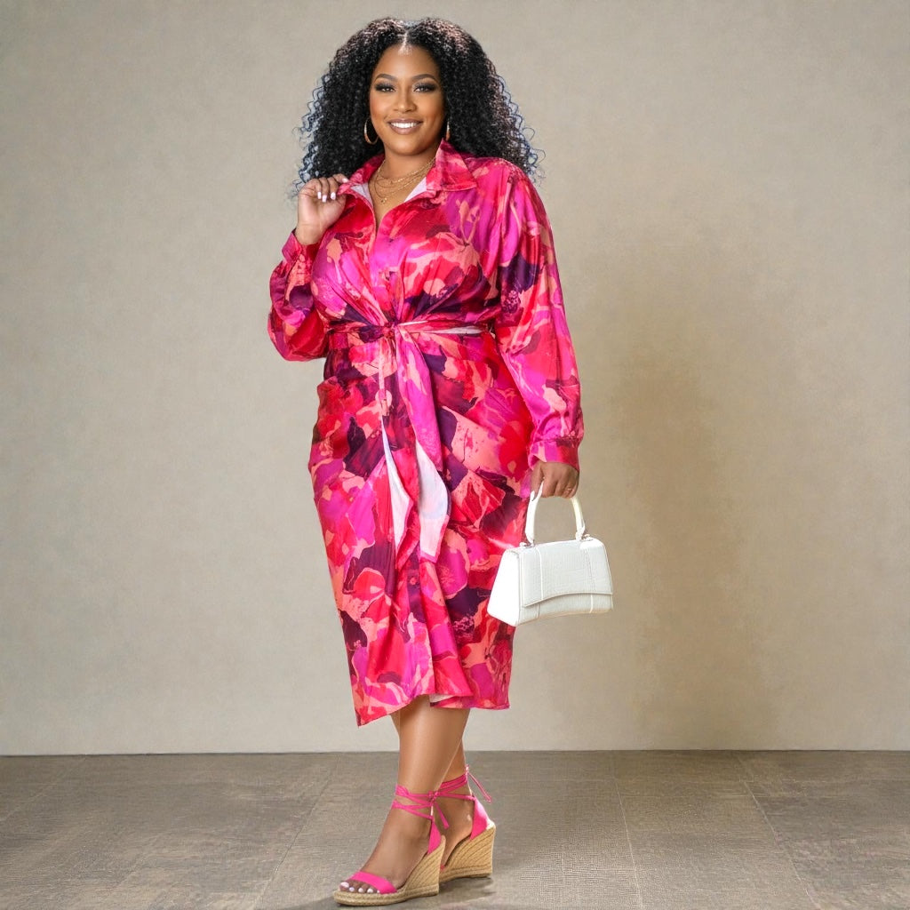 Women's Elegant in Pink Ruched Dress