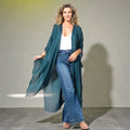 Womens Deep Teal Flow Kimono
